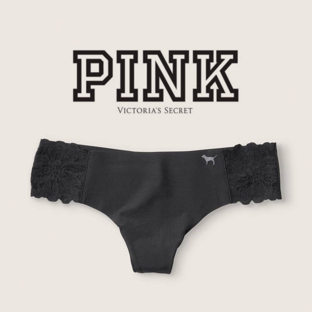 PINK Victoria’s Secret black thong side lace sz XS